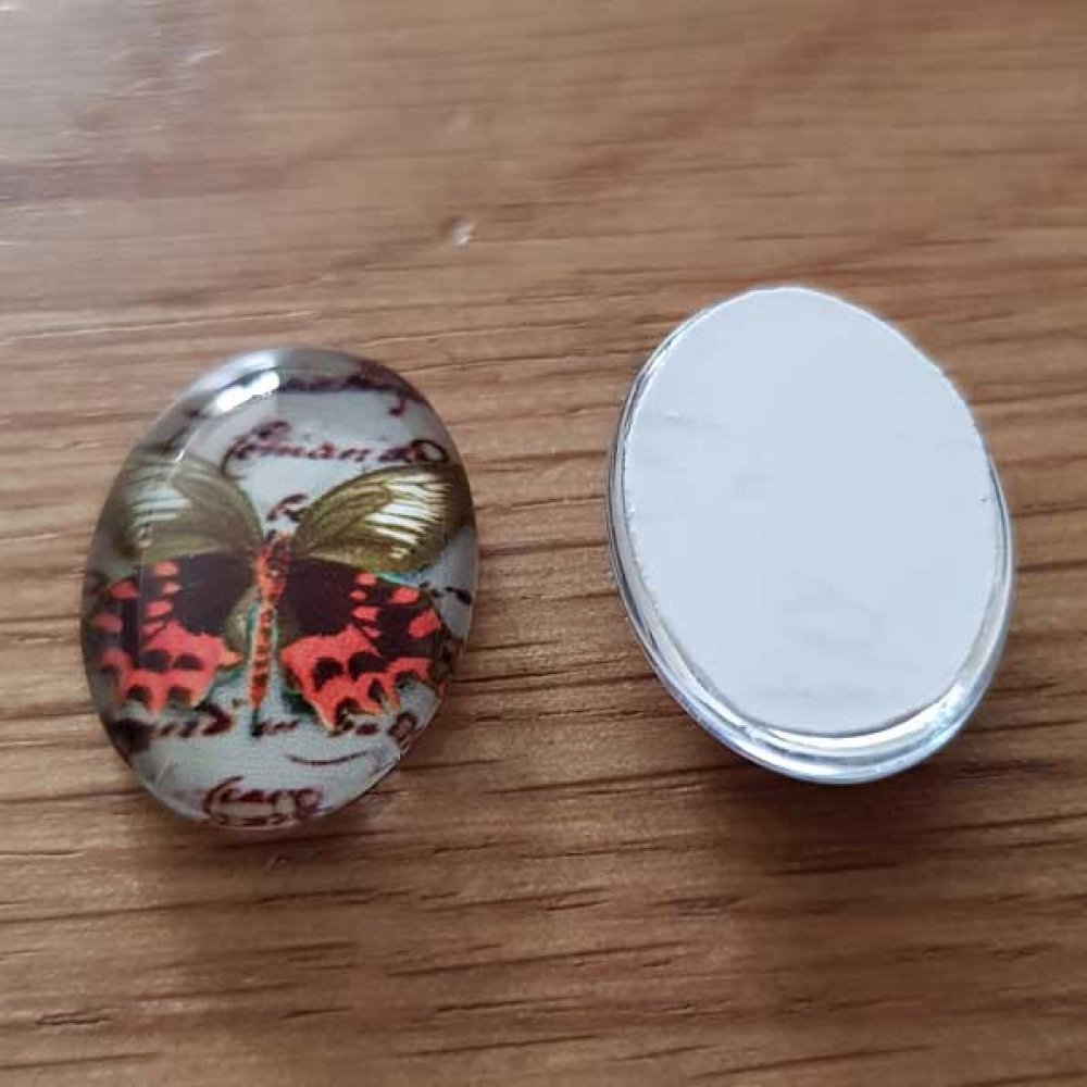 Cabochon oval 13 x 18 mm fjäril N°05