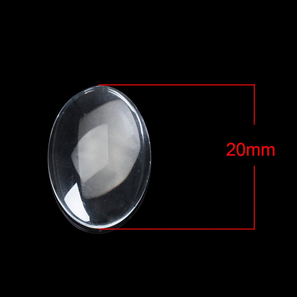 Cabochon Oval 15 x 20 mm i klart glas N°18 per 2 st.