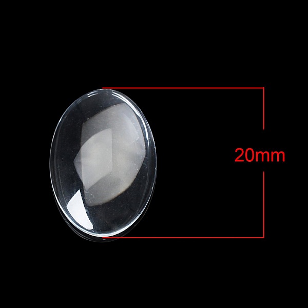 Cabochon Oval 15 x 20 mm i klart glas N&deg;18 per 2 st.