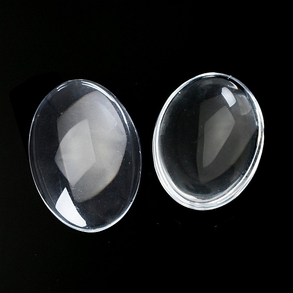 Cabochon Oval 15 x 20 mm i klart glas N&deg;18 per 2 st.