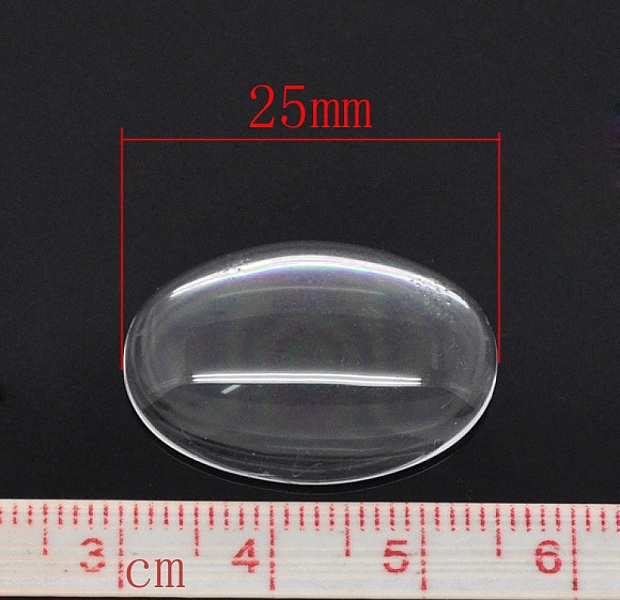 Oval cabochon 18 x 25 mm i klart glas N&deg;19