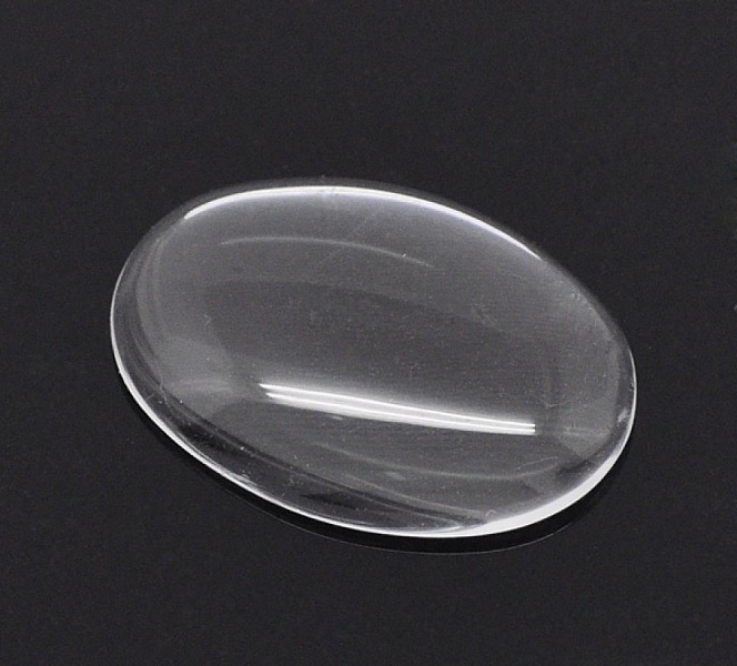 Oval cabochon 18 x 25 mm i klart glas N&deg;19