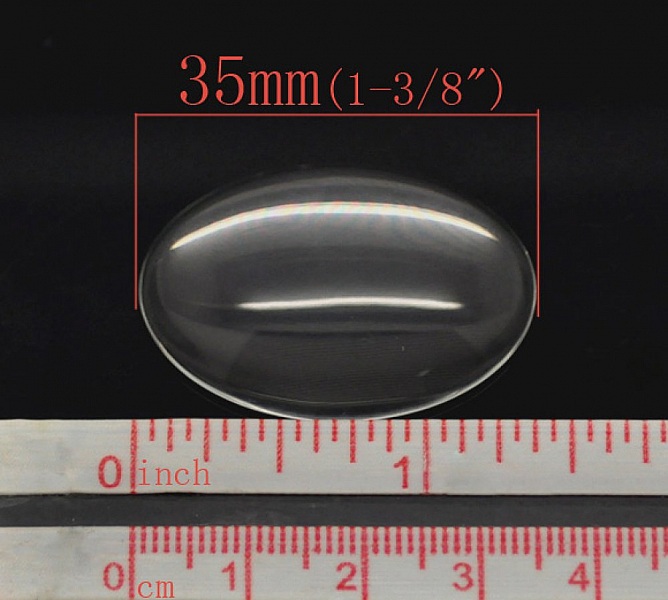 Oval cabochon 25 x 35 mm i klart glas N&deg;20