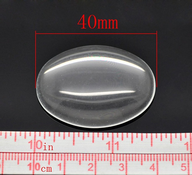 Cabochon Oval 30 x 40 mm i klart glas N&deg;21