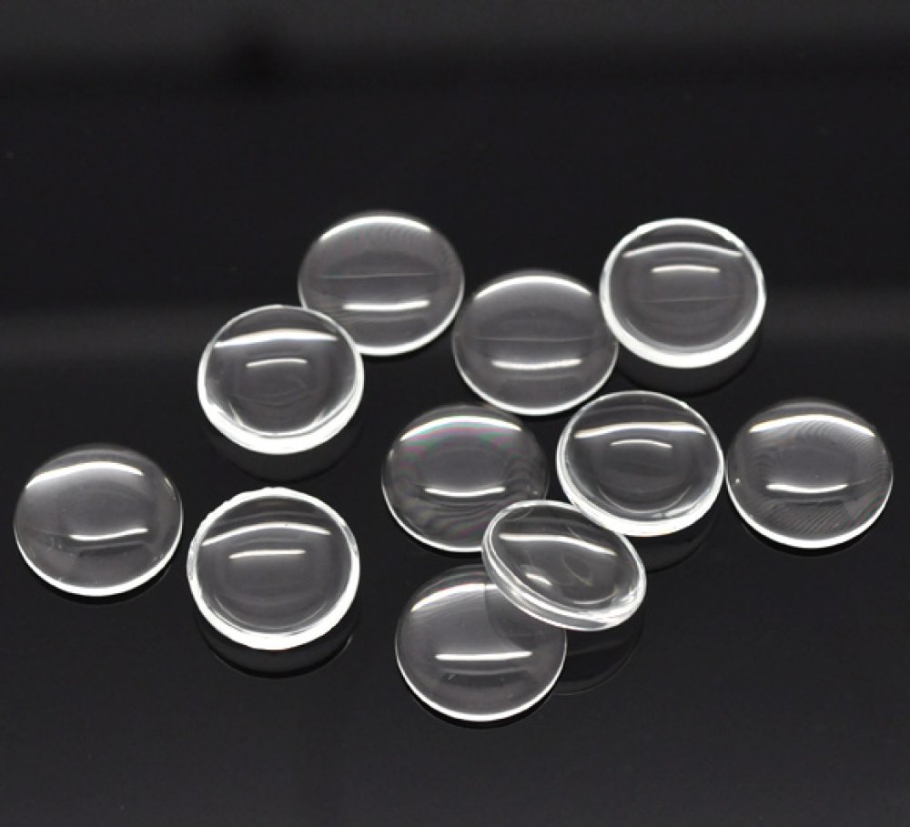 Cabochon Round 12 mm i genomskinligt glas N°03