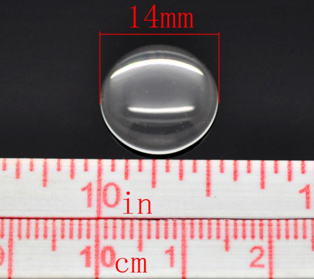 Cabochon Round 14 mm i genomskinligt glas N°04