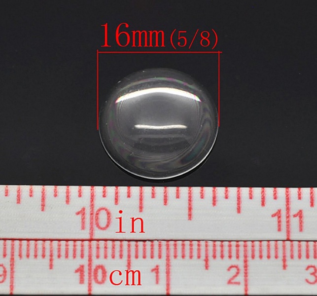 Cabochon Round 16 mm i genomskinligt glas N&deg;06