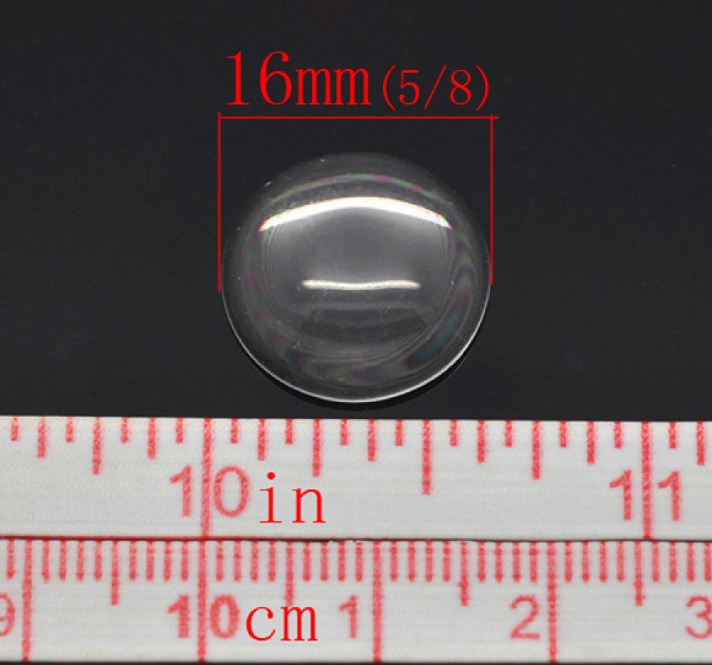 Cabochon Round 16 mm i genomskinligt glas N°06