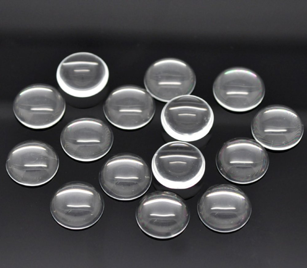 Cabochon Round 16 mm i genomskinligt glas N°06