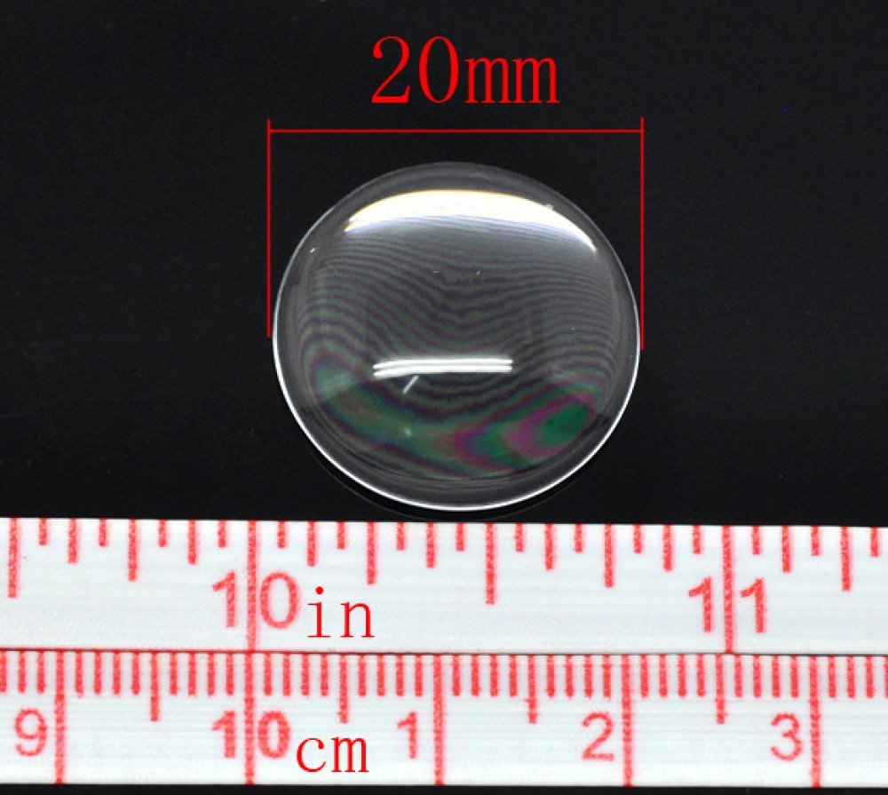 Cabochon Round 20 mm i genomskinligt glas N°08