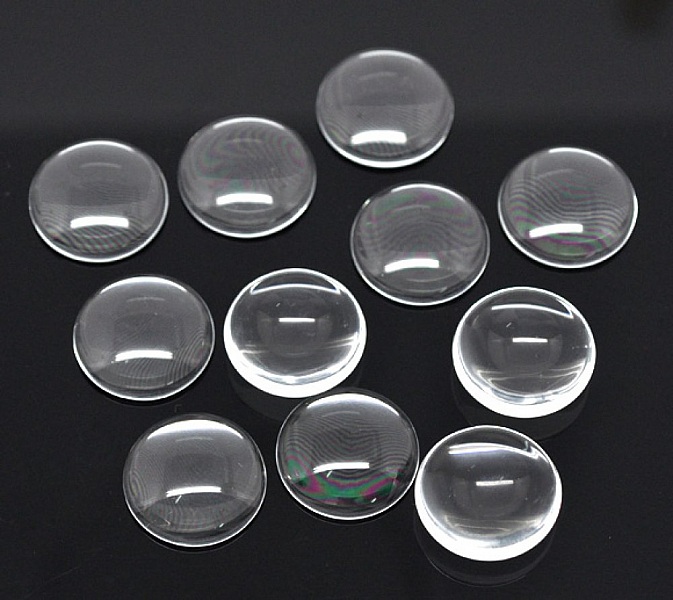 Cabochon Round 20 mm i genomskinligt glas N&deg;08
