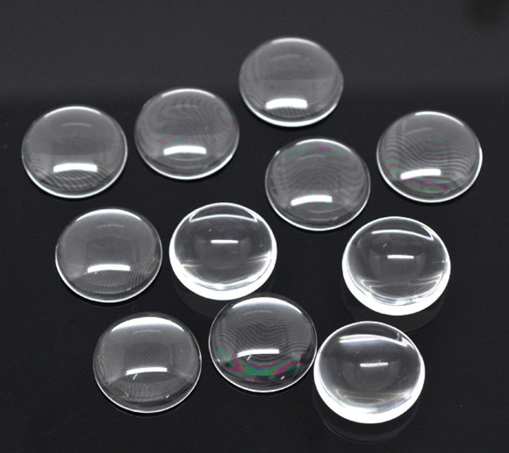 Cabochon Round 20 mm i genomskinligt glas N°08