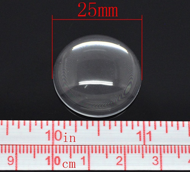 Cabochon Round 25 mm i klart glas N&deg;11 standard