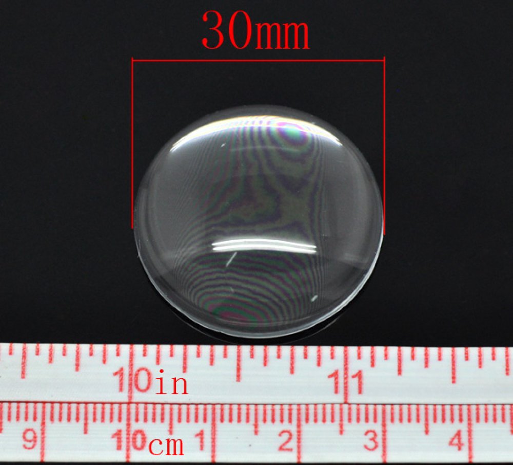 Cabochon Round 30 mm i klart förstoringsglas N°13
