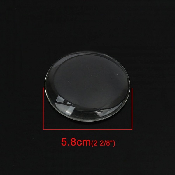 Cabochon Round 58 mm i klart glas