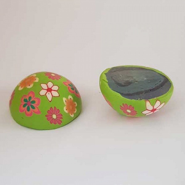 Cabochon p&acirc;te polym&egrave;re 30 mm Fleur Vert N&deg;01