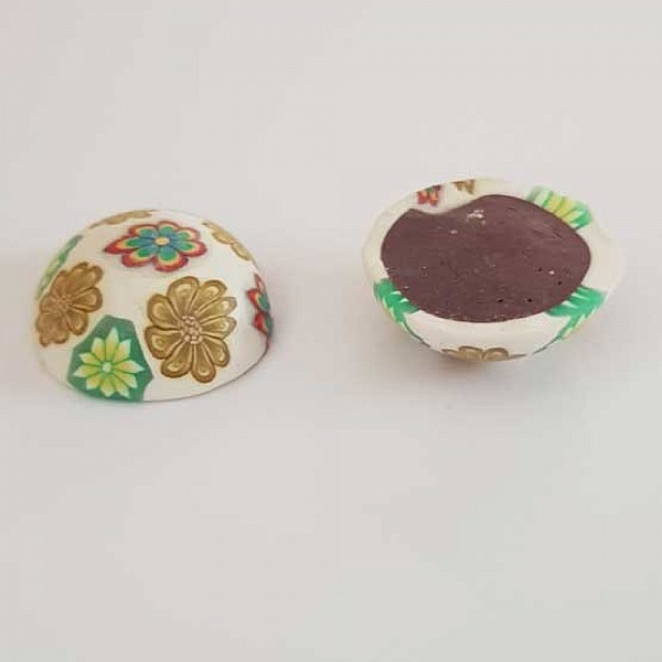 Cabochon p&acirc;te polym&egrave;re 20 mm Fleur Blanc N&deg;02