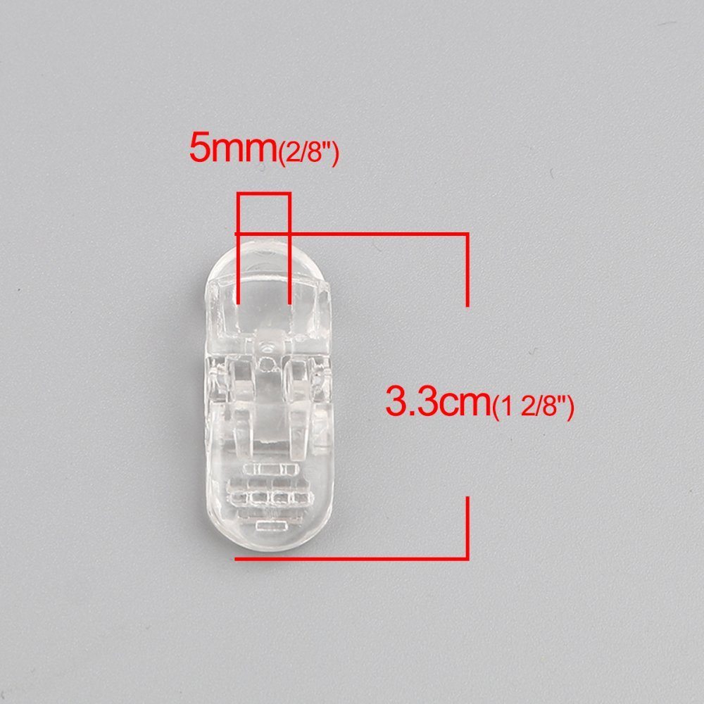 Clips Genomskinlig mask 3,3 cm x 1,3 cm x 10 stycken
