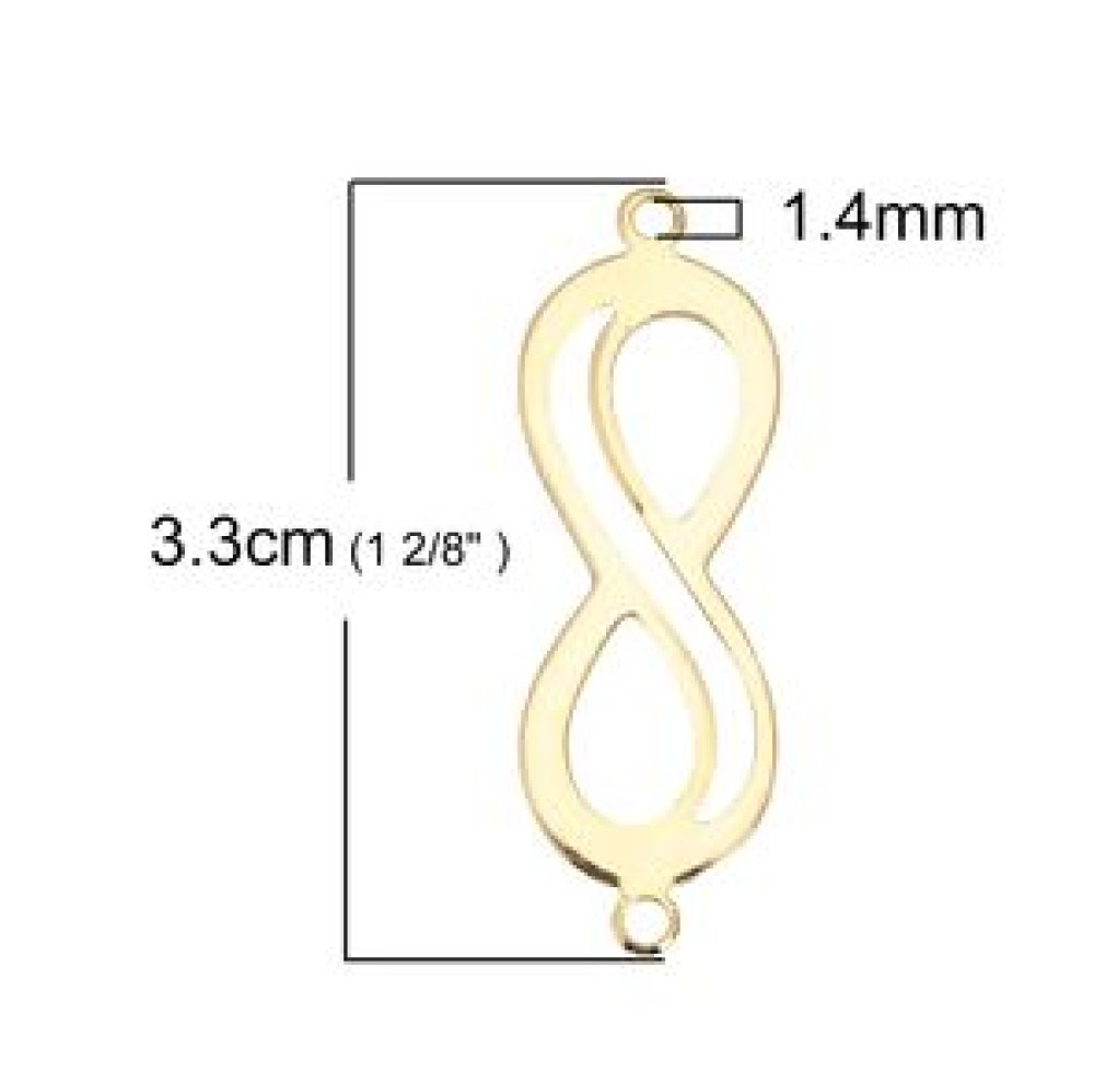 18k guldpläterad koppar "Infinity" symbol kontakt