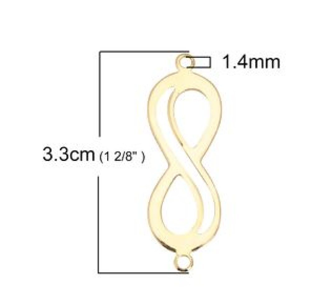 18k guldpläterad koppar "Infinity" symbol kontakt