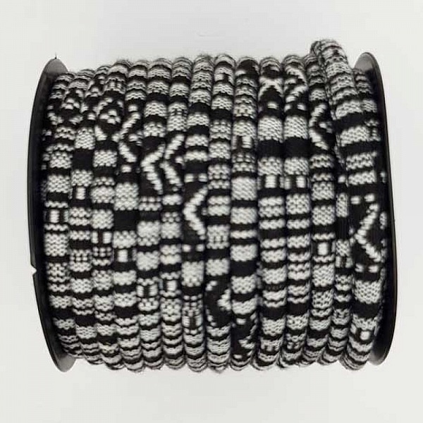 Spaghettisn&ouml;re N&deg;01 Svart Vit x 1 meter