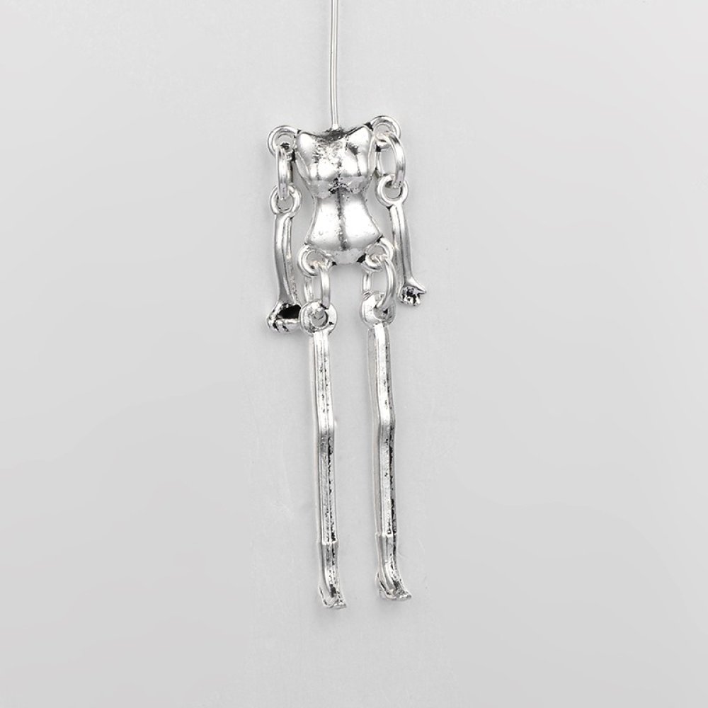 Dockkropp i metall, silverfärg 9 cm