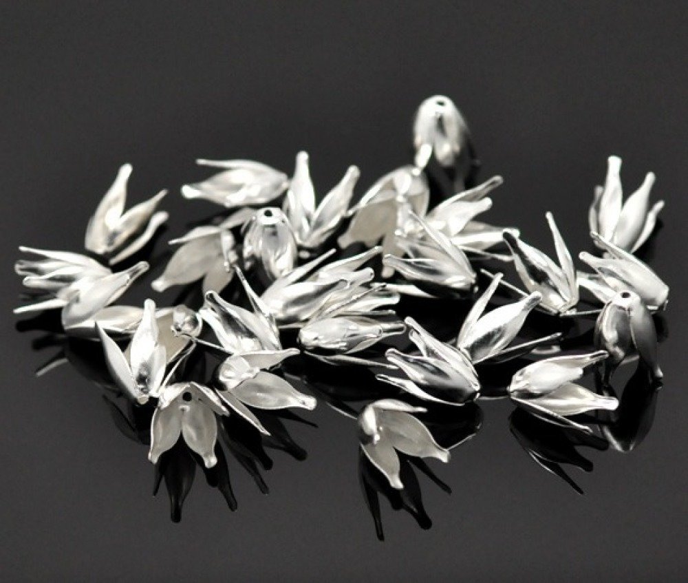 Skål i järnlegering Silver Flower x 200