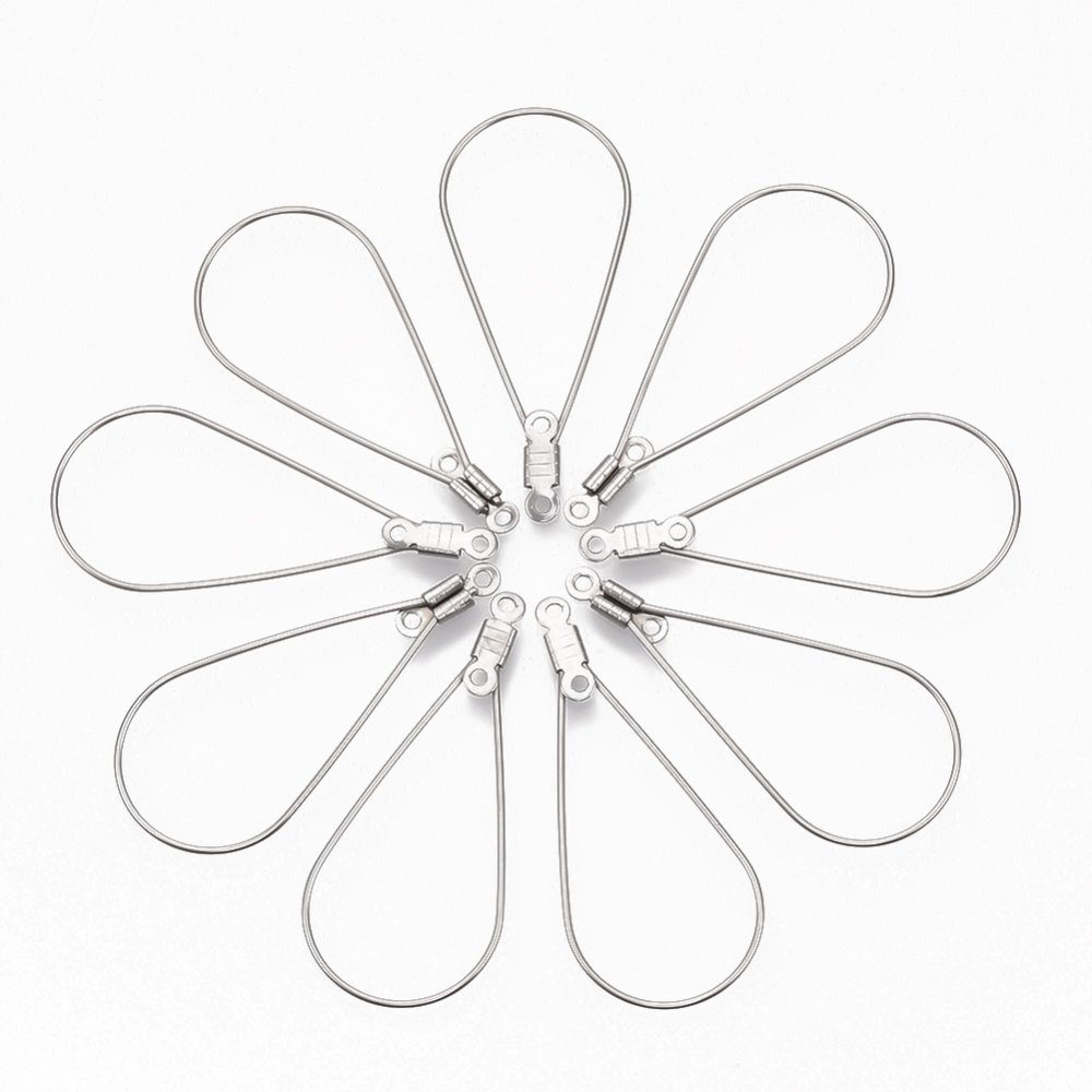 Creole oval rostfritt stål 17x37 mm silver x 2