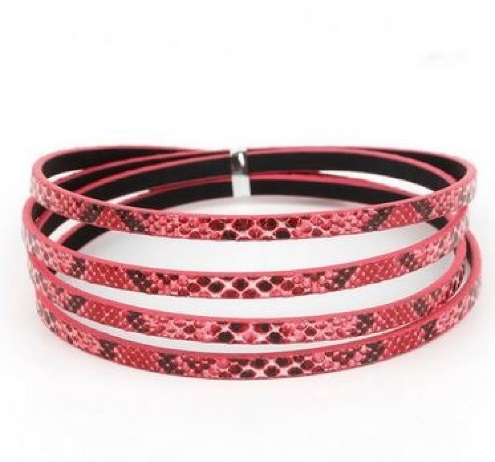 Läder 05 mm Fushia ormskinn design 1 meter