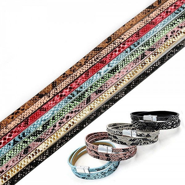 L&auml;der 05 mm Rosa ormskinn design 1 meter