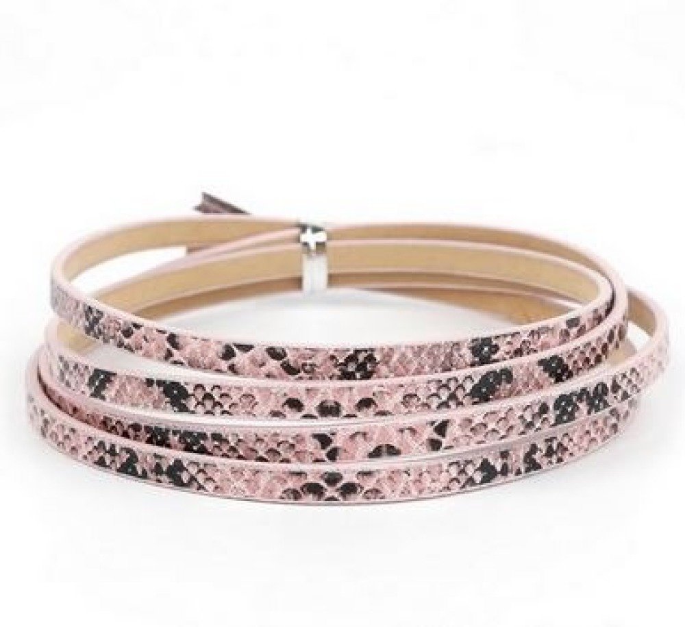 Läder 05 mm Rosa ormskinn design 1 meter