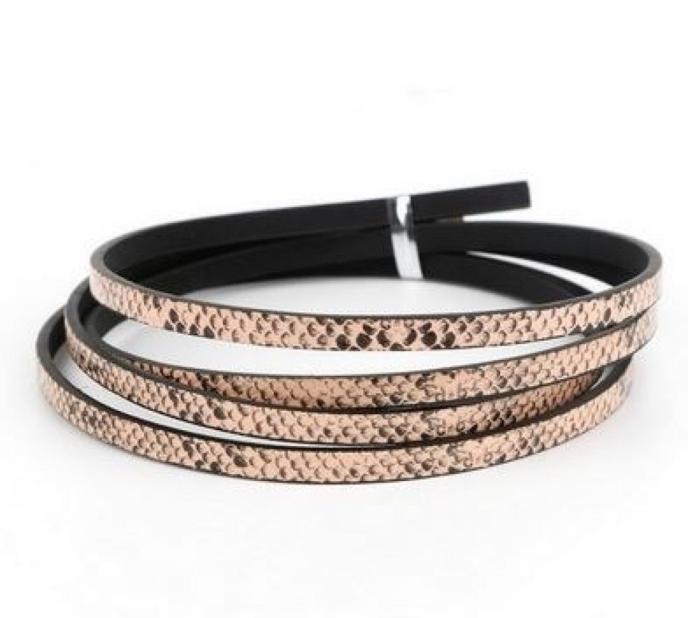 Läder 05 mm Gamla rosa ormskinn design 1 meter