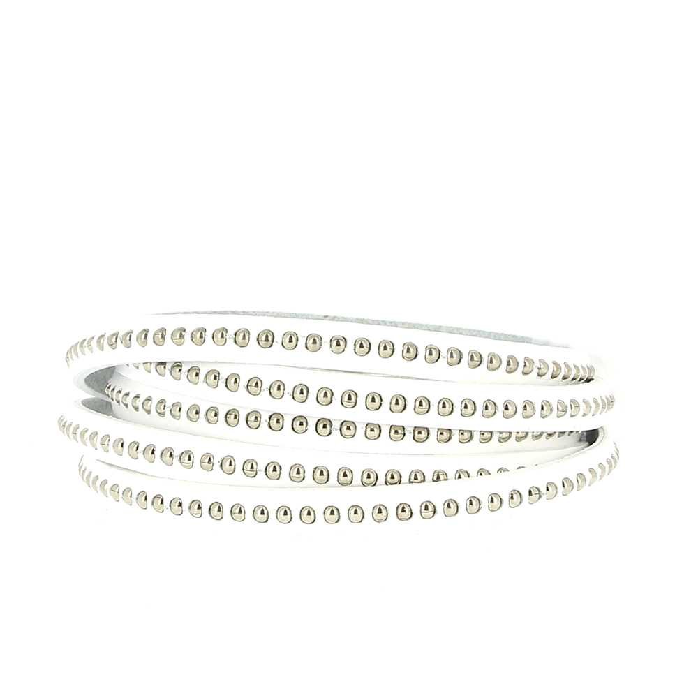 Leather Ball White 06 mm med nickelfri kedja per 20 cm