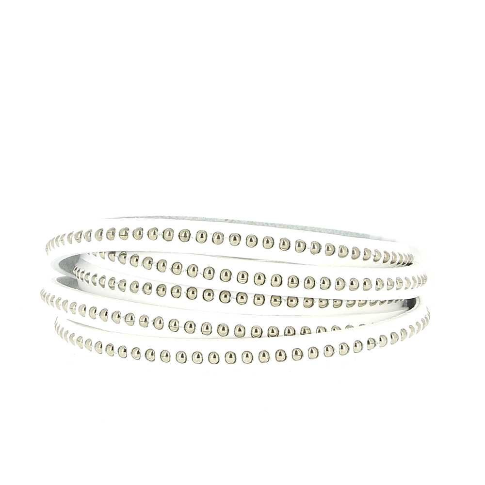 Leather Ball White 06 mm med nickelfri kedja per 20 cm
