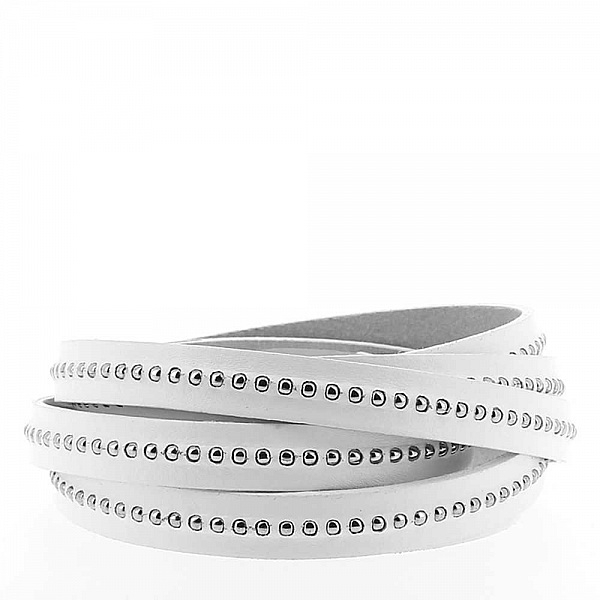 Leather Ball White 10 mm med nickelfri kedja per 20 cm