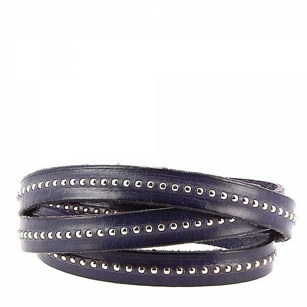 10 mm Dark Cobalt Ball Leather med nickelfri kedja per 20 cm