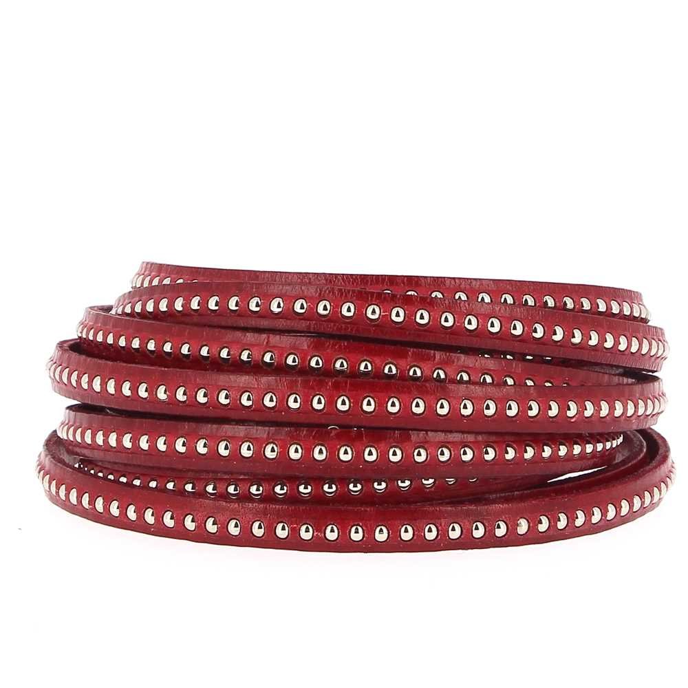 Läder Bille Flamme 06 mm med nickelfri bollkedja per 20 cm