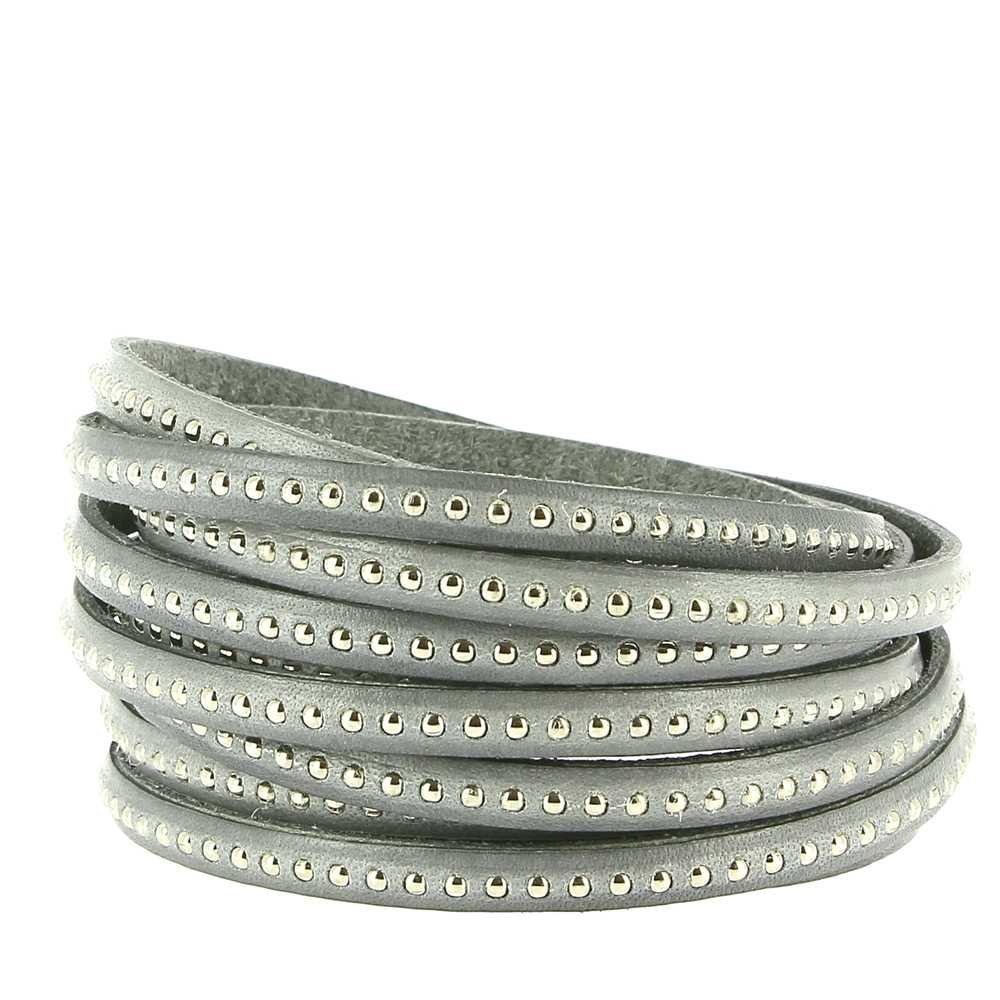 06 mm Grå Infinity Ball Leather med nickelfri bollkedja per 20 cm