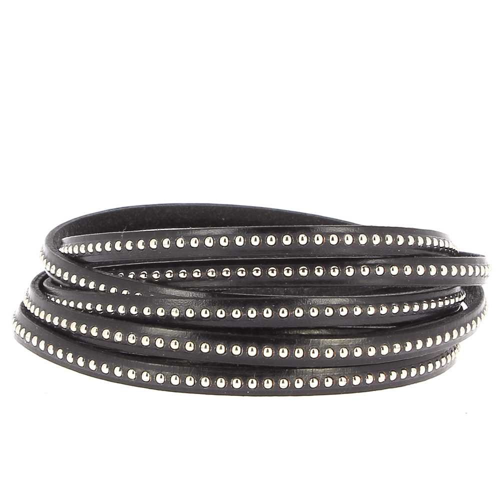 Leather Ball Black 06 mm med nickelfri kedja per 20 cm