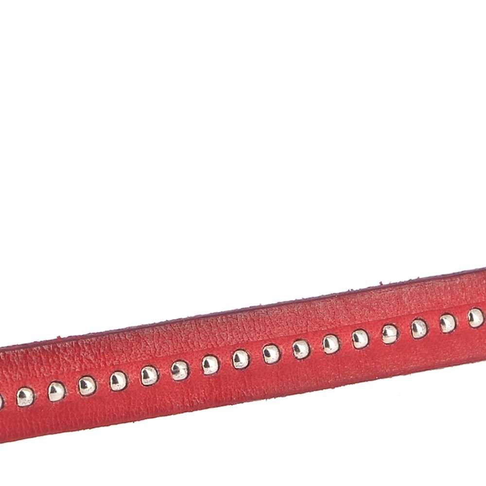 Läder 10 mm röd kula med nickelfri kedja per 20 cm