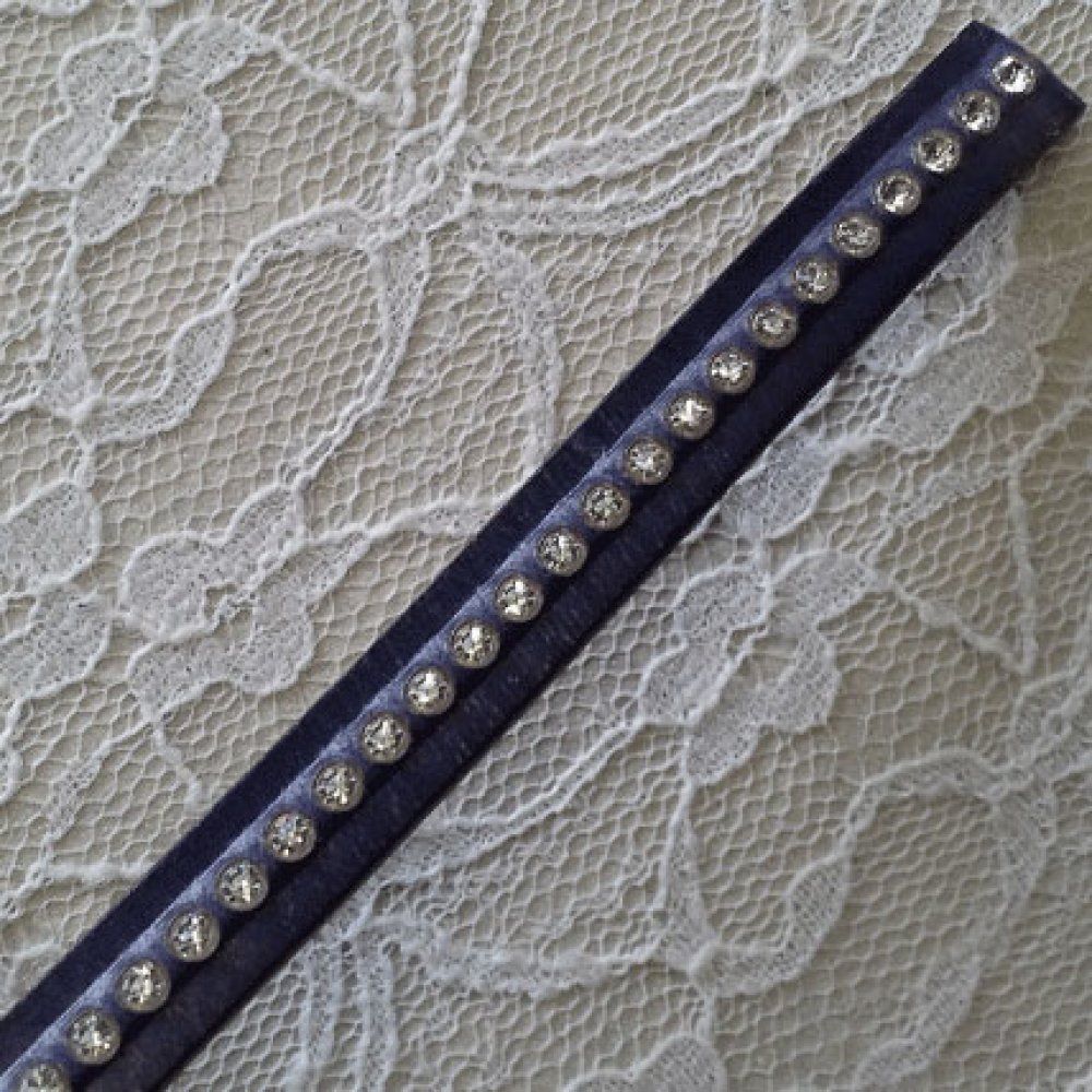 Mörk kobolt läder 10 mm Swarovski Strass per 20 cm