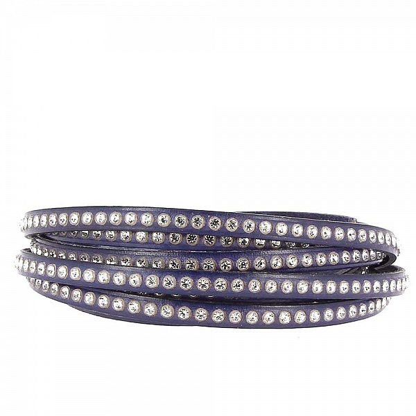 M&ouml;rk kobolt l&auml;der 06 mm Swarovski Strass per 20 cm