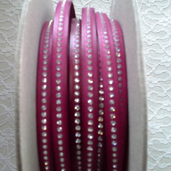 L&auml;der DD-Fuxia 10 mm Swarovski Strass per 20 cm