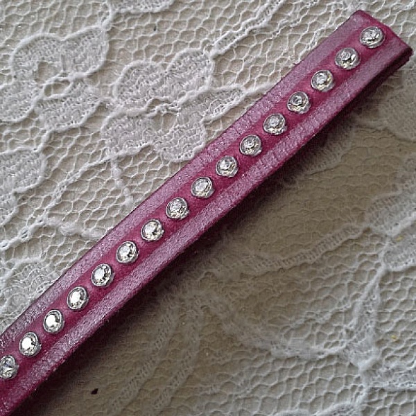 L&auml;der DD-Fuxia 10 mm Swarovski Strass per 20 cm