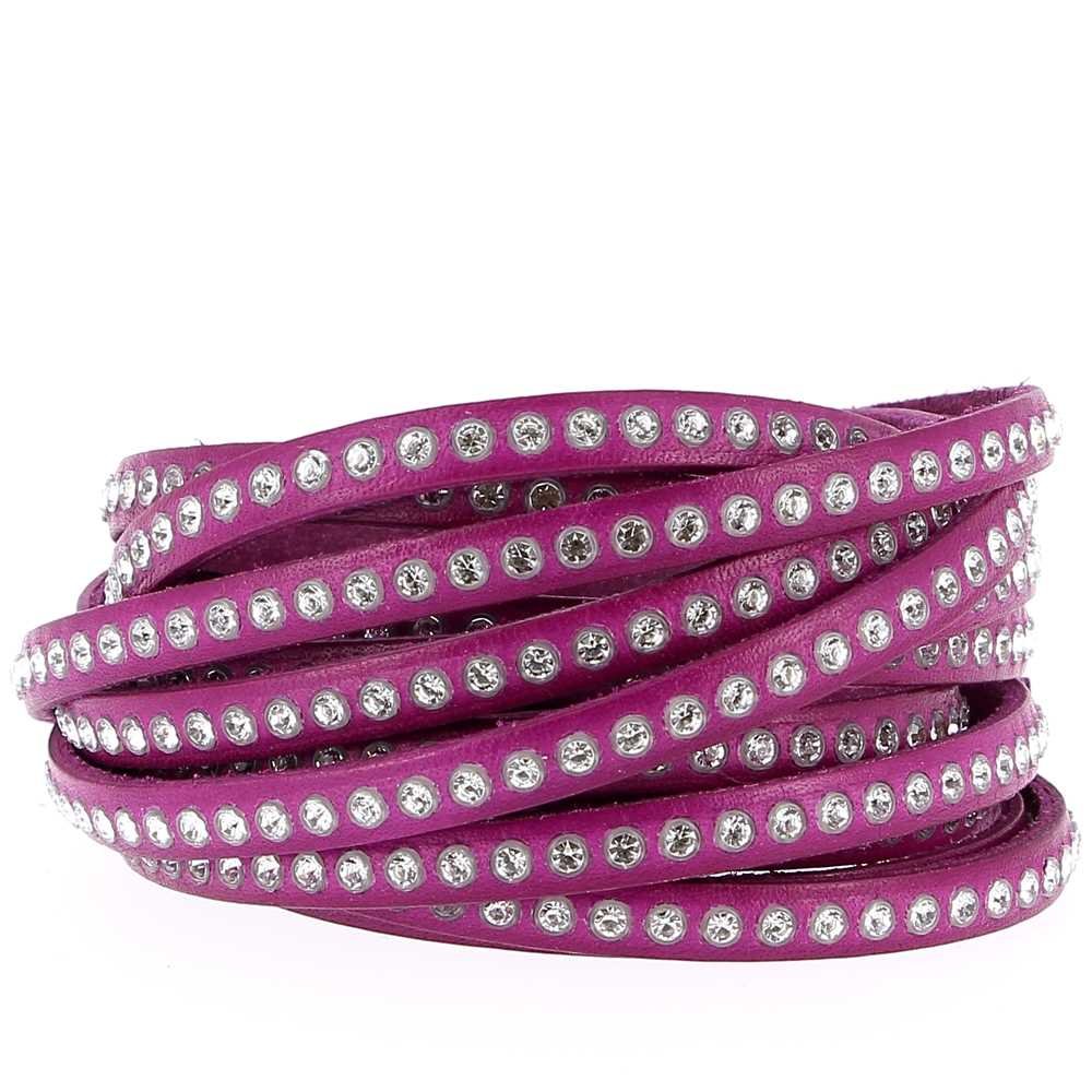 Lila läder 06 mm Swarovski strass per 20 cm