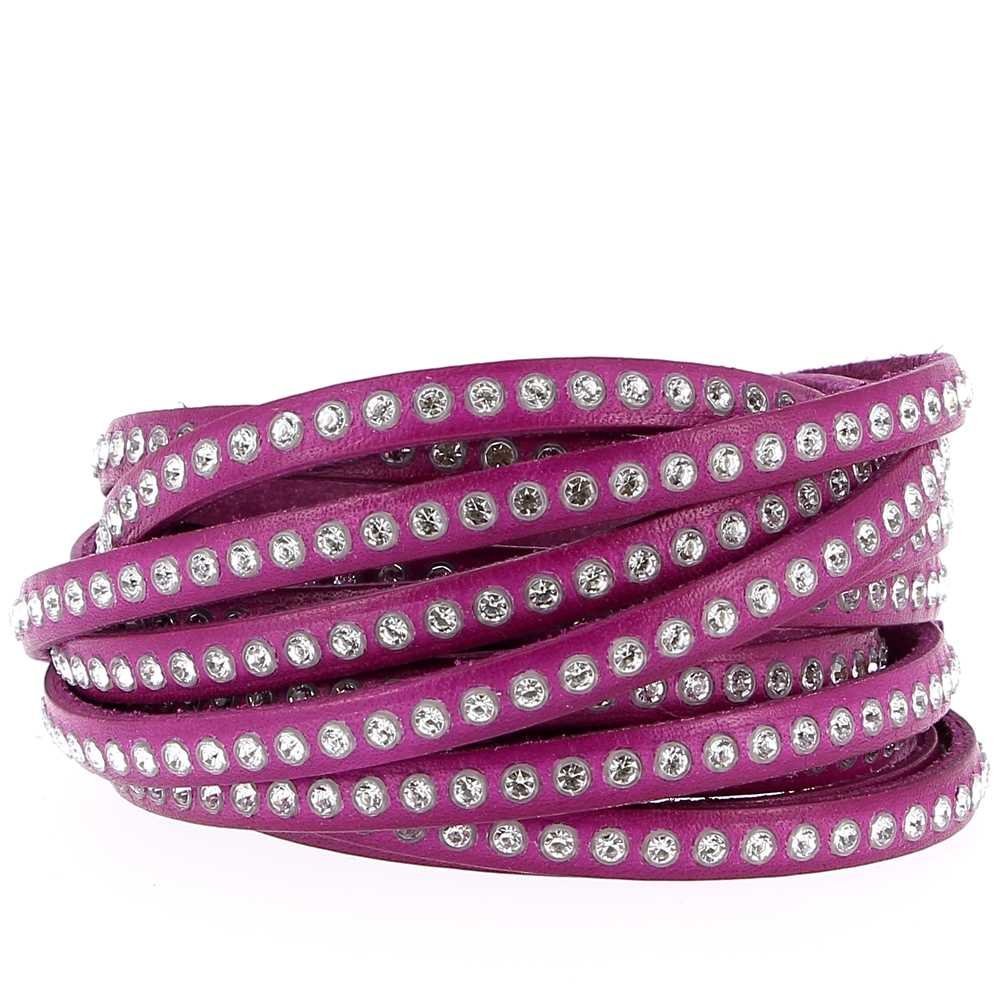 Lila läder 06 mm Swarovski strass per 20 cm