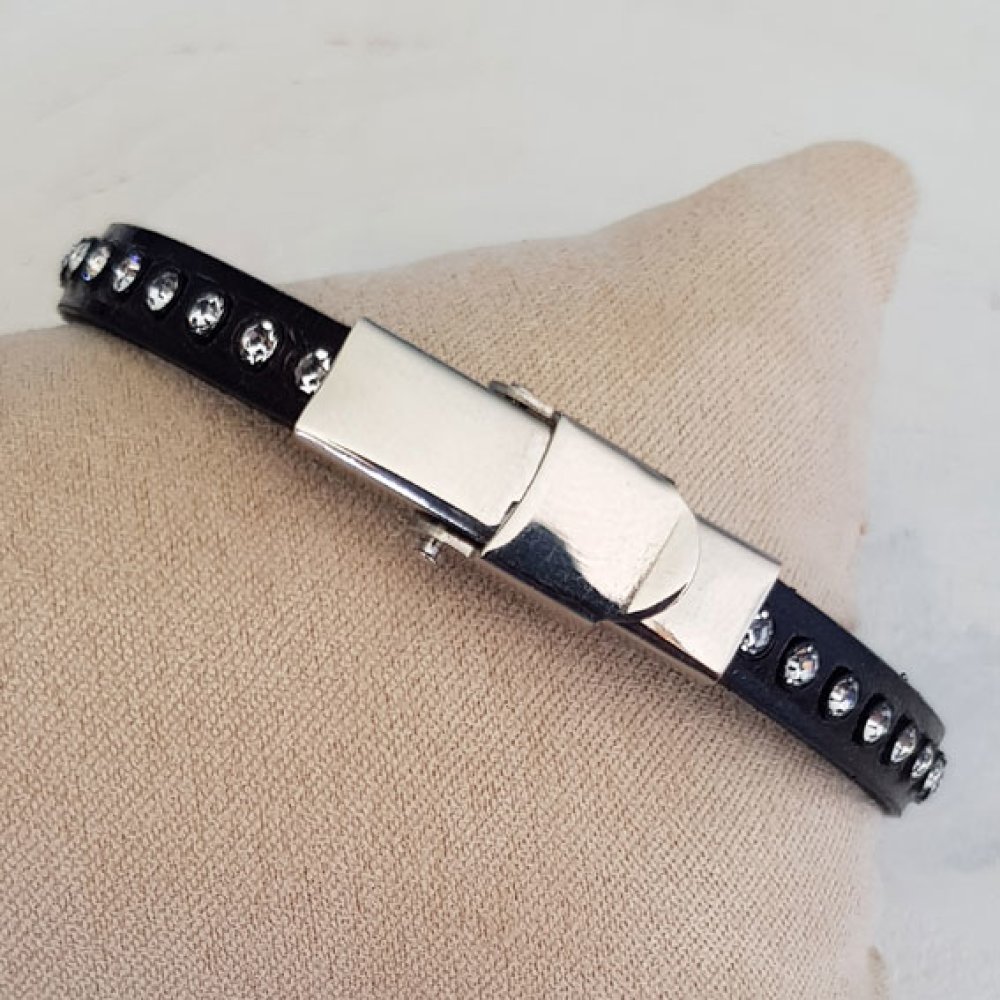 Lila läder 06 mm Swarovski strass per 20 cm