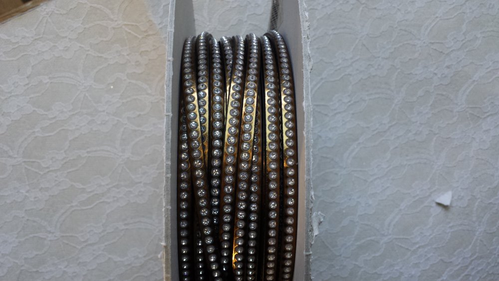 Läder brons spegel 06 mm Swarovski Strass per 20 cm