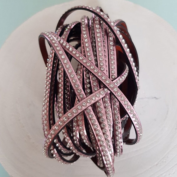 L&auml;derspegel Rosa metall 06 mm Swarovski Strass per 20 cm