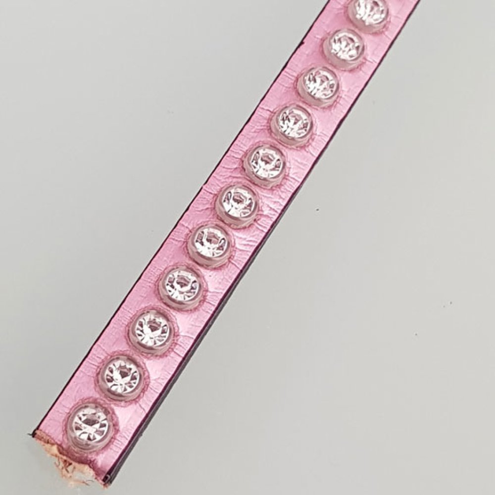 Läderspegel Rosa metall 06 mm Swarovski Strass per 20 cm
